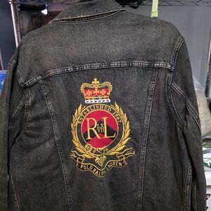 Polo jean jacket black with logo large super nice